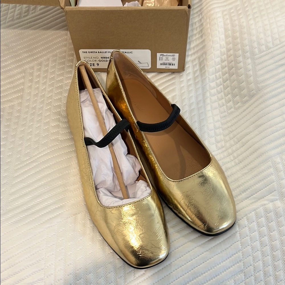 Madewell NIB Gold Ballet Flats
